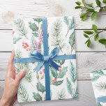 Den moderna Blommigten Jul Watercolor Mönster Presentpapper<br><div class="desc">Papper julomslutning med moderna vattenfärger boho stil illustrationer av vinterhelgdag blommigt</div>