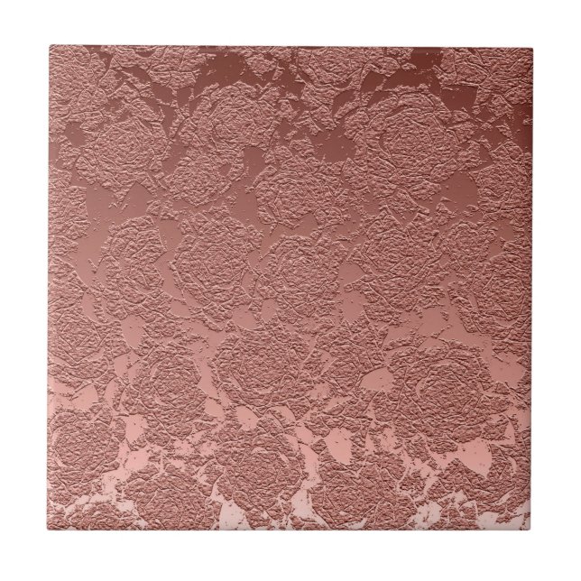 Den moderna Blommigten Ro Guld Rosa Mönster Kakelplatta (Framsidan)