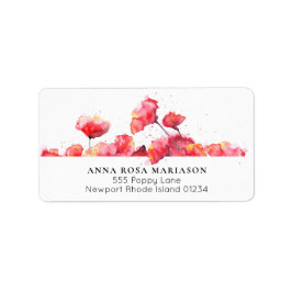*~* Den moderna Blommigten Röd vallmoblomma med va Adressetikett