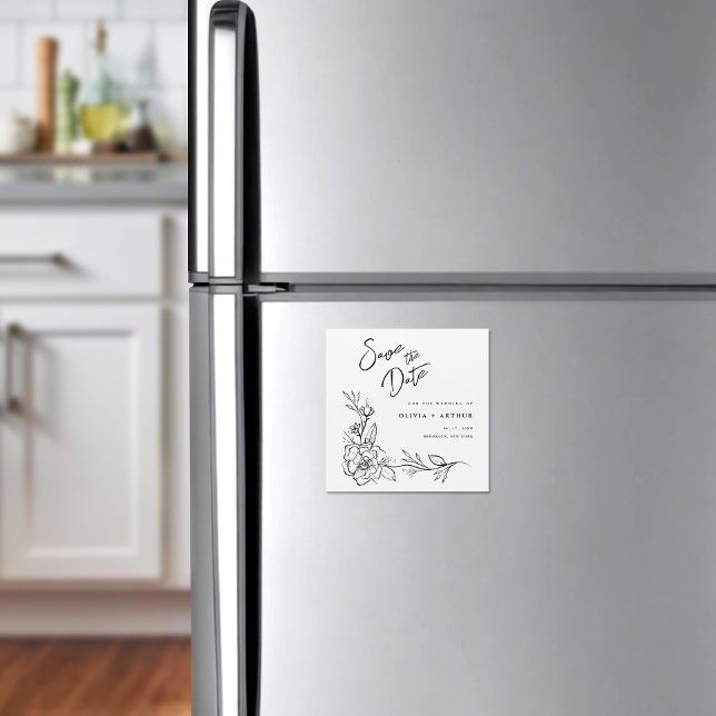 Den moderna Blommigten Spara datum Bröllop Magnetisk Inbjudningskort (Magnetic invites stick to any metal, ensuring guests remember your special day with ease.)