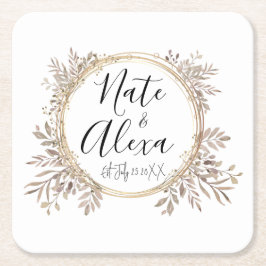 Den moderna Blommigten Wandean Bröllop Personlig Underlägg Papper Kvadrat