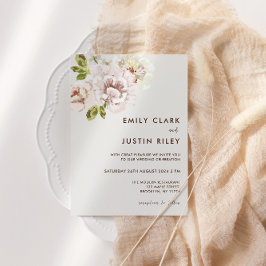 Den moderna Blommigten Watercolor Ivory Cream Bröl Inbjudningar