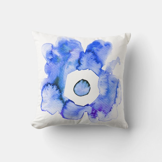 Den moderna blommigtens vattenfärgsfärgade hand pl kudde (Framsida)