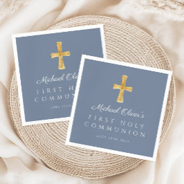 Den moderna Blue Kor Religiösa Boy First Communion Pappersservett