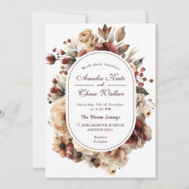 Den moderna bohemiska Blommigten Ram Bröllop Inbjudningar