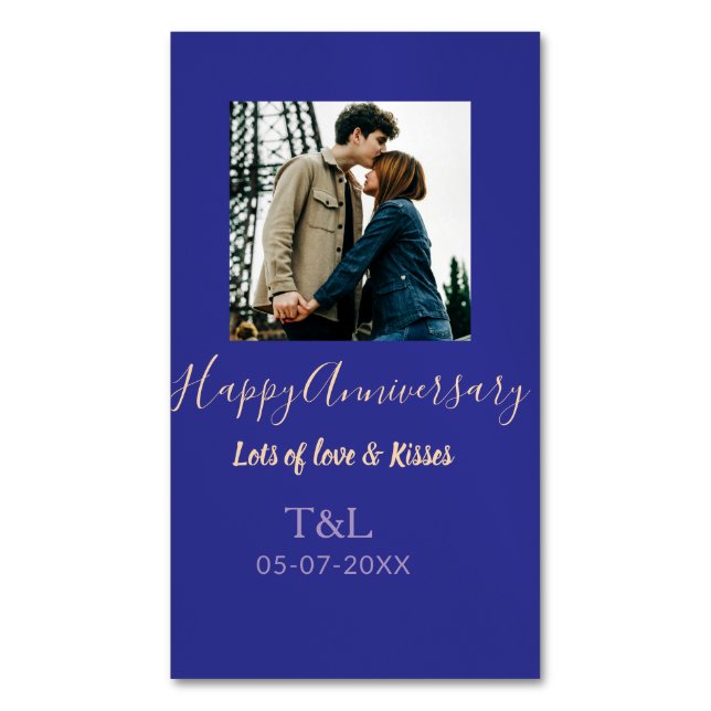 Den moderna boho lycklig-årsdagen lägger till namn magnetiska visitkort (Framsida vertikal)