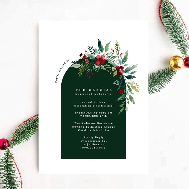 Den moderna botaniska Anpassningsbarnas Julfest vi Inbjudningar (Skapare uppladdad)