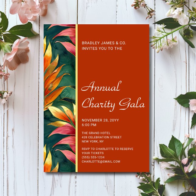 Den moderna botaniska Blommigten Charity Event Gal Inbjudningar (Skapare uppladdad)