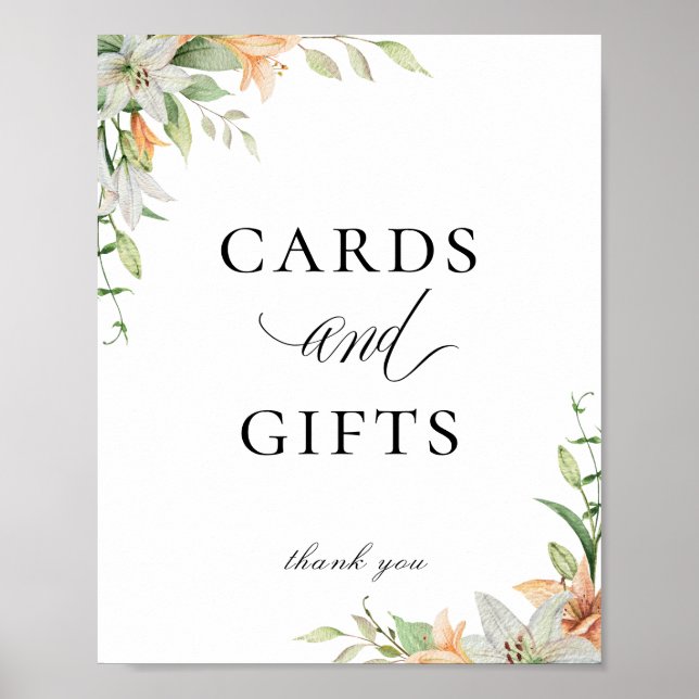 Den moderna botaniska Blommigten Lily Cards Gifts- Poster (Framsidan)