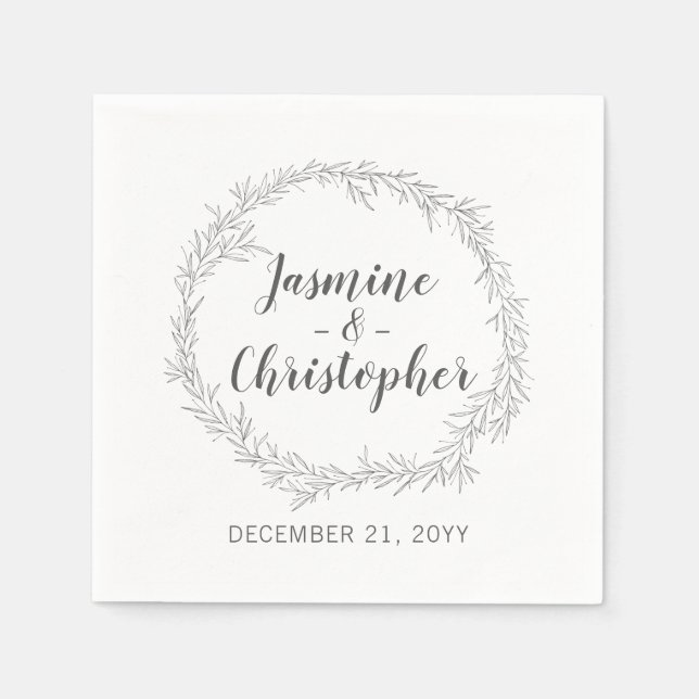 Den moderna botaniska Bröllop-utandningen vid Löv  Pappersservett (Framsidan)