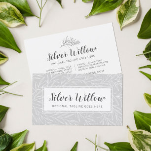 Den moderna botaniska minimalismen Löv Silver i Gr Visitkort