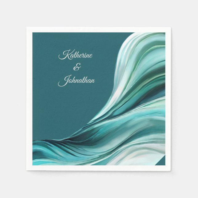 Den moderna Bröllop-Bord-dekretet-Emerald-Grönten- Pappersservett (Framsidan)