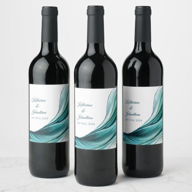 Den moderna Bröllop-Bord-dekretet-Emerald-Grönten- Vinflaska Etikett (Flaskor)