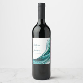 Den moderna Bröllop-Bord-dekretet-Emerald-Grönten- Vinflaska Etikett