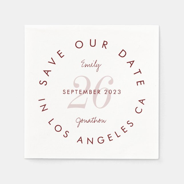 Den moderna burgundtypsbilden sparar datumet pappersservett (Framsidan)