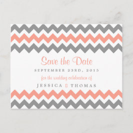 Den Moderna Chevron Bröllopssamlingen - Rosa & Grå Meddelande Vykort