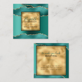 Den moderna chic Guld Teal Glitter Mode Fyrkantigt Visitkort