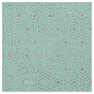 Den moderna Chicen Aqua Ro Guld Glitter Hexagon Ge Tyg