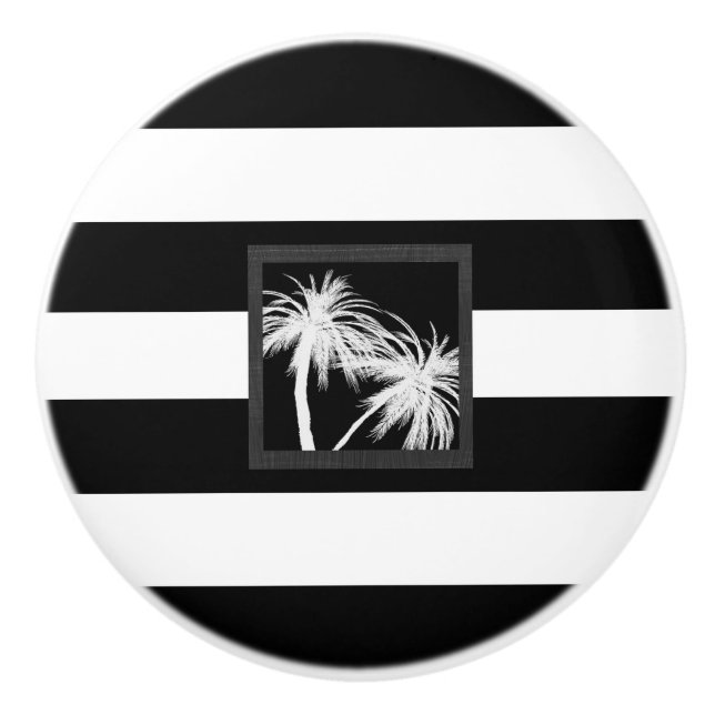 Den moderna Chicen Black & White Tropical Handflat Knopp (Framsidan)