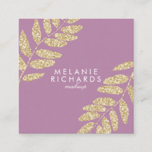 Den moderna chicen guld löv mauve makeup fyrkantigt visitkort