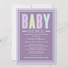 Den moderna Chicen Lavender Lila Girl Baby Shower Inbjudningar