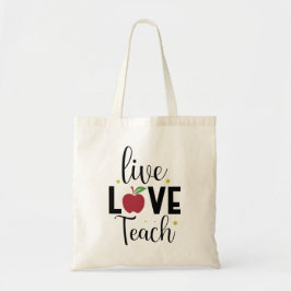 Den moderna Chicen "Live Kärlek Teach" Tote bags Tygkasse