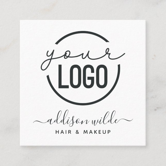 Den moderna Chicen Logotyp - minimalt, enkelt, vit Fyrkantigt Visitkort (Framsida)