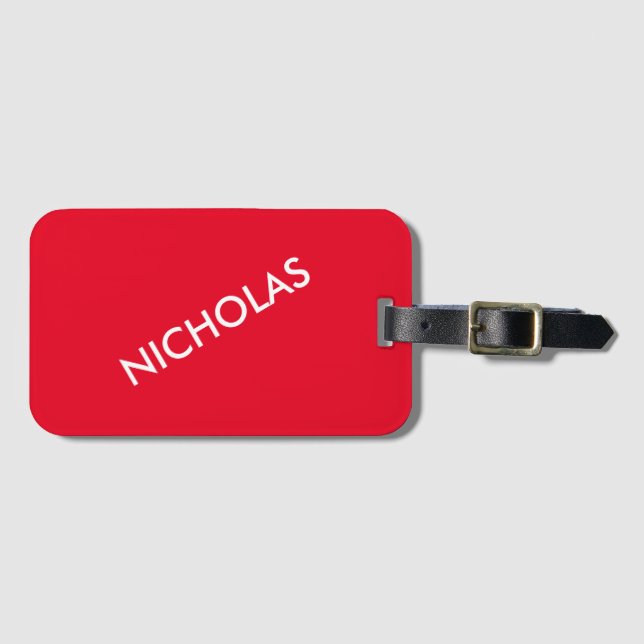 Den moderna Chicen Namn IT-Personligen Vivid Red Bagagebricka (Framsida horisontal)