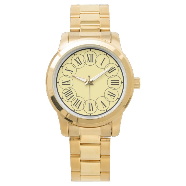 Den moderna Chicen Romans Numbers Manar Guld Armbandsur (Framsida)