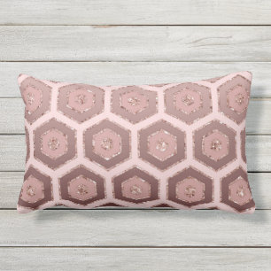 Den moderna Chicen Rosa ros Guld Hexagon Geometric Lumbarkudde