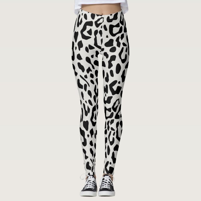 Den moderna Chicen Snö Leopard Animal Print Mönste Leggings (Framsida)