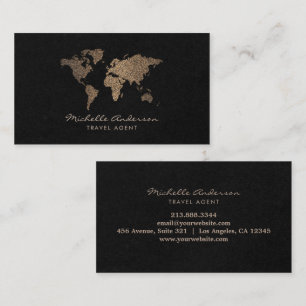 Den moderna Chicen Travel Agent World Map Guld gli Visitkort