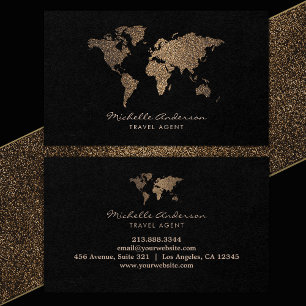 Den moderna Chicen Travel Agent World Map Guld gli Visitkort