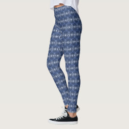 Den moderna chicens geometriska blå cykel hjul mön leggings
