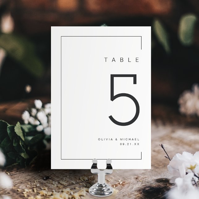 Den moderna chicens minimalistiska bröllop bordsnummer (Modern chic minimalist wedding table number)