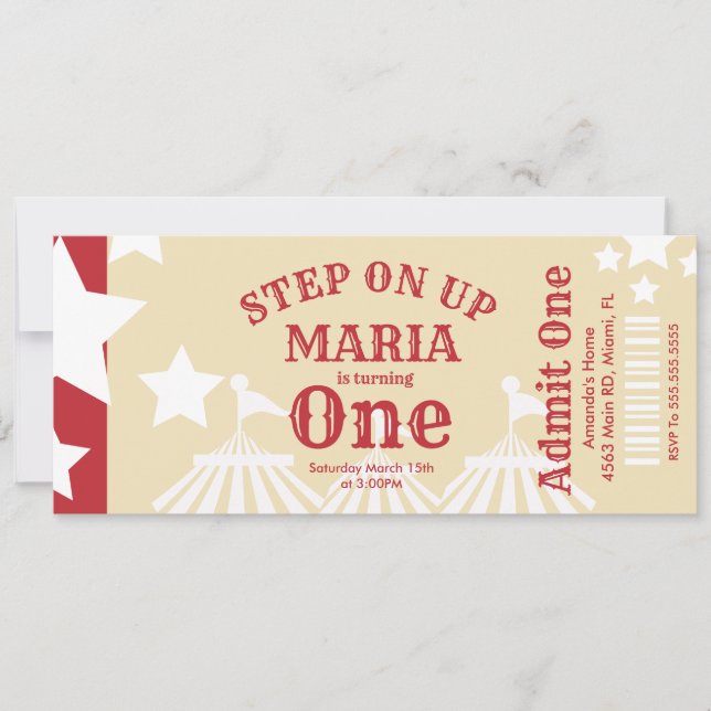 Den moderna Circus Tält-födeldagen Biljett Party Inbjudningar (Framsida)