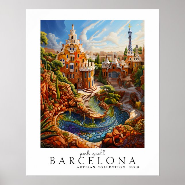 Den moderna contemporaryn Park Guell Barcelona-abs Poster (Framsidan)