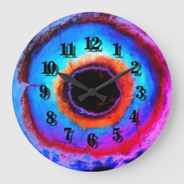 Den moderna Contemporaryns Abstrakt Aqua Blue Blac Stor Klocka (Framsida)