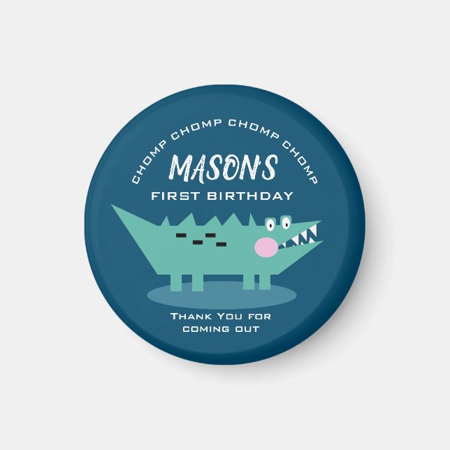 Den moderna Cute Chomping Alligator Safari Birthda Magnet (Framsidan)