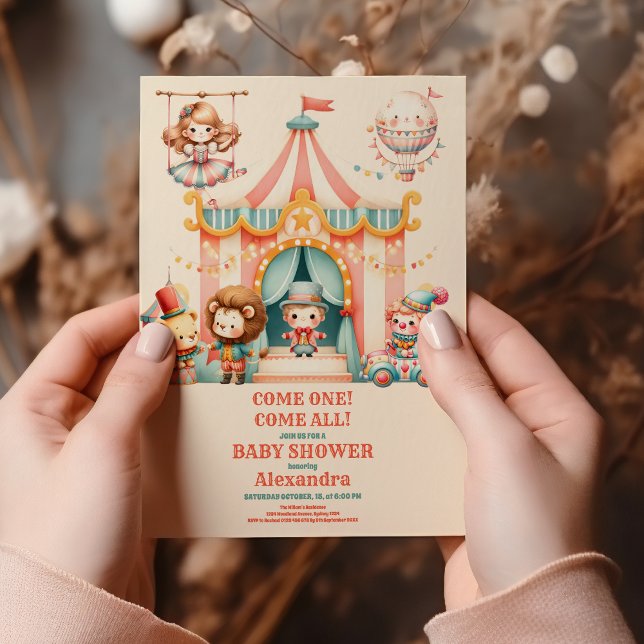 Den moderna Cute Circus Carnival Festival Baby Sho Inbjudningar (Skapare uppladdad)