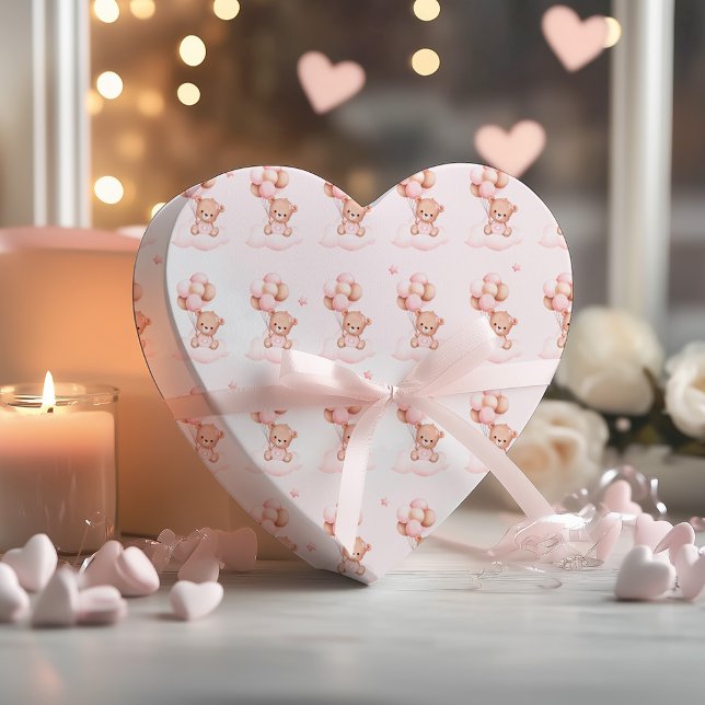 Den moderna Cute Nalle Mönster Girl Baby Shower Presentpapper (Skapare uppladdad)
