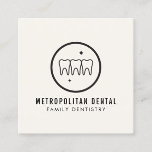 Den moderna dentist Teeth Black-Logotypen i Elfenb Fyrkantigt Visitkort