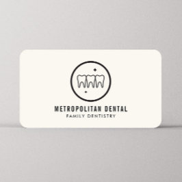 Den moderna dentist Teeth Black-Logotypen i Elfenb Visitkort