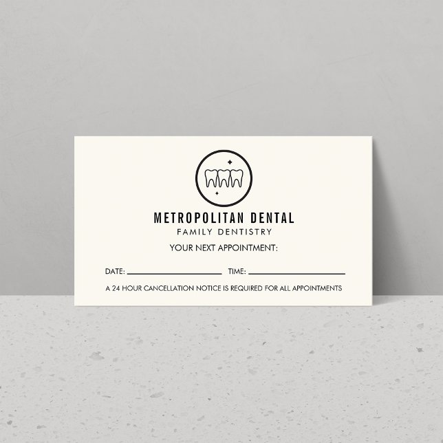 Den moderna dentisten Teeth Black Logotyp Ivory Mö Visitkort (Skapare uppladdad)