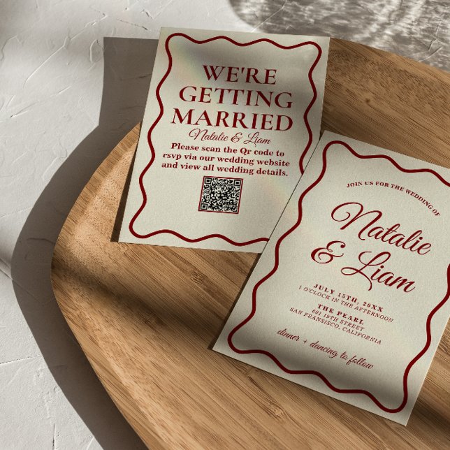 Den moderna, djärva Funkyn Retro-Roligt i Elfenben Inbjudningar (Skapare uppladdad)