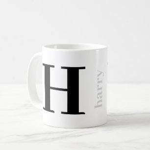 Den moderna, djärva Monogram Namn Silver Svarta ka Kaffemugg