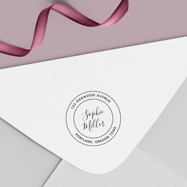 Den moderna Dubbla Gräns Calligraphy-Returadressen Självfärgande Stämpel (Skapare uppladdad)