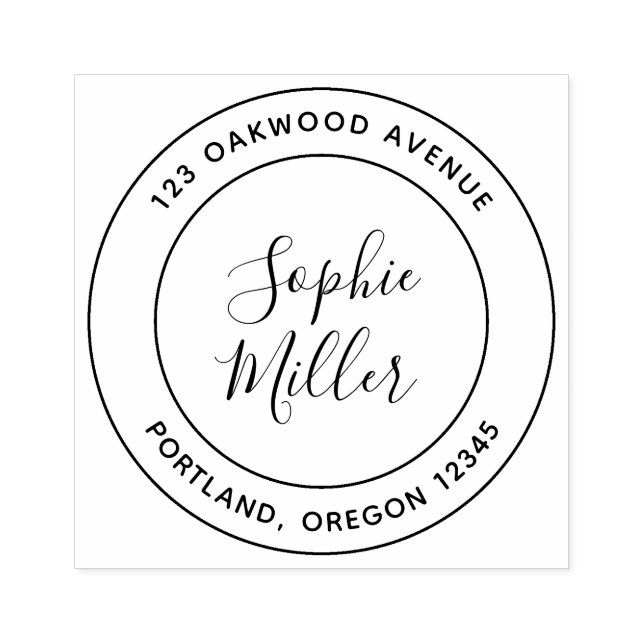 Den moderna Dubbla Gräns Calligraphy-Returadressen Stämpel (Tryck)