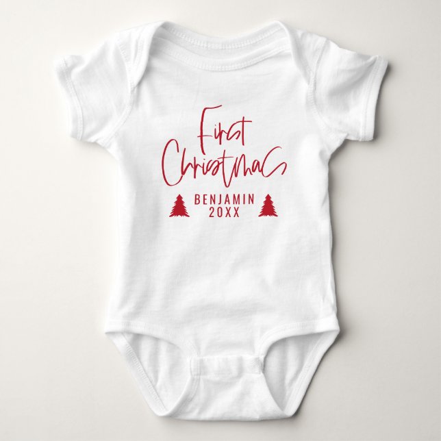 Den moderna elegant baby, första jultomten t shirt (Framsida)
