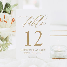 Den moderna Elegant Guld Calligraphy Bröllop Bordsnummer